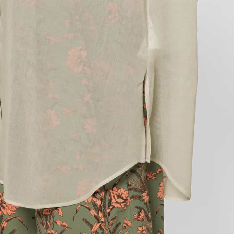 BARNEYS NEW YORK ウォッシャブル ソフトオーガンジー素材シアーシャツ BEIGE