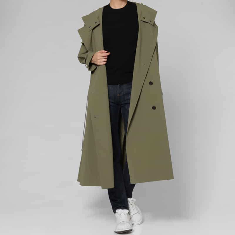 BARNEYS NEW YORK デザインカラー ダブルブレストモッズコート KHAKI