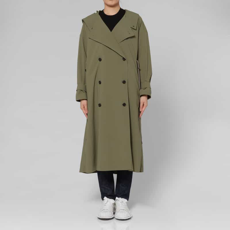 BARNEYS NEW YORK デザインカラー ダブルブレストモッズコート KHAKI