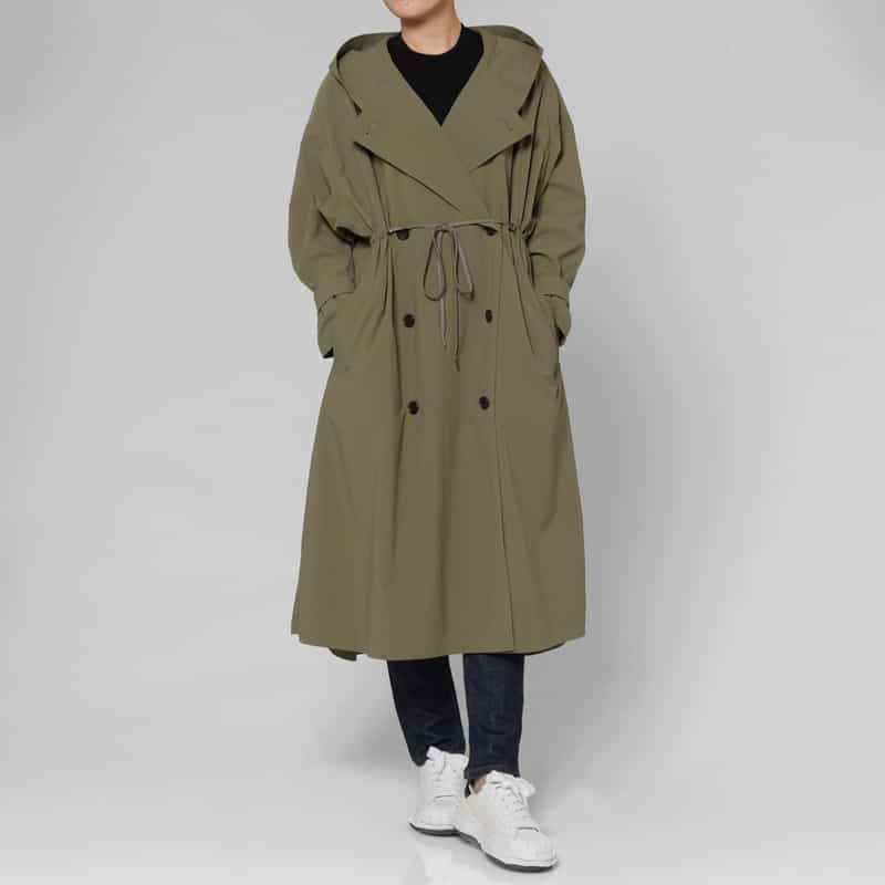 BARNEYS NEW YORK デザインカラー ダブルブレストモッズコート KHAKI