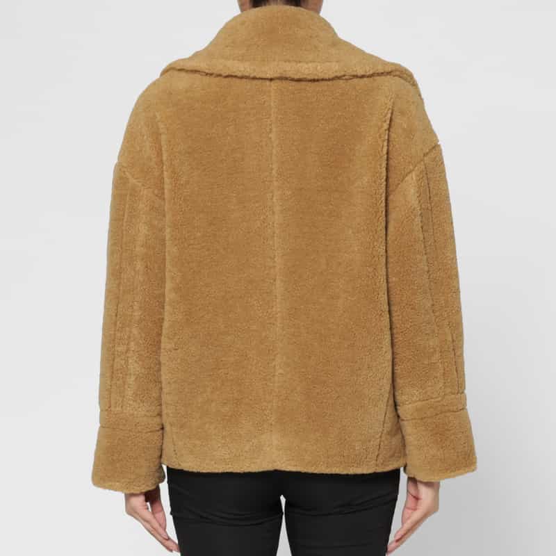 BARNEYS NEW YORK フェイクボア素材ピーコート CAMEL