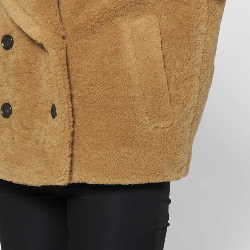 BARNEYS NEW YORK フェイクボア素材ピーコート CAMEL