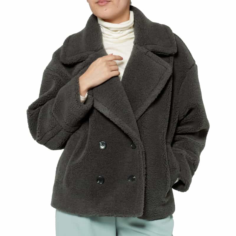 BARNEYS NEW YORK フェイクボア素材ピーコート GRAY