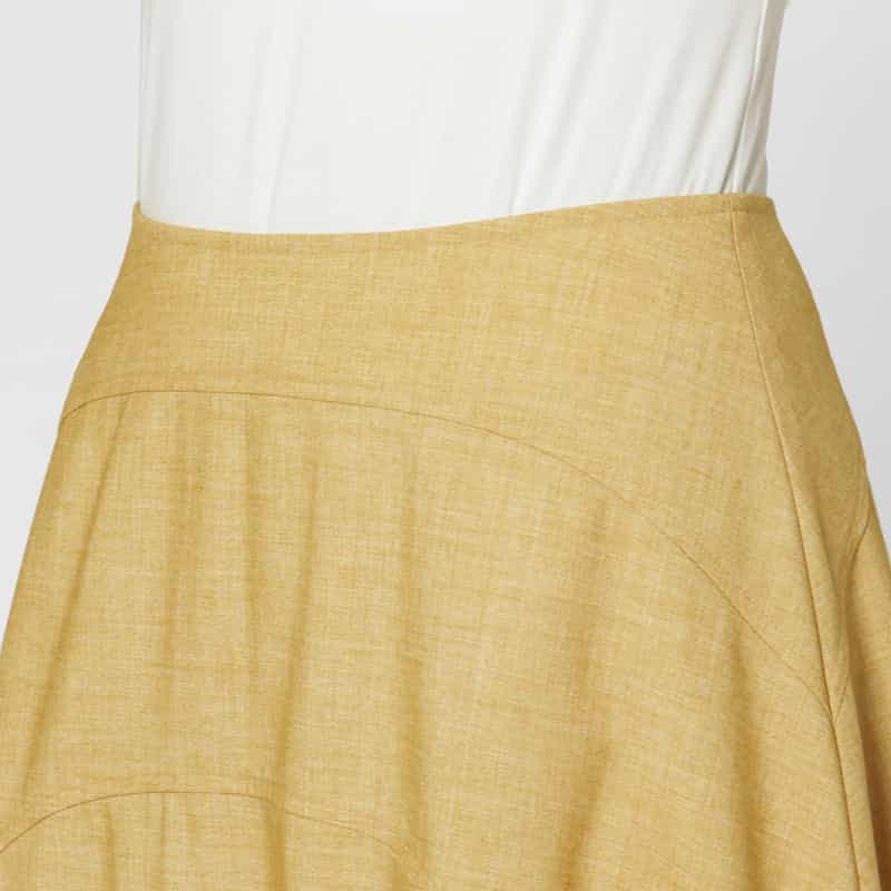 BARNEYS NEW YORK ウールライク ラウンド切替フレアスカート YELLOW