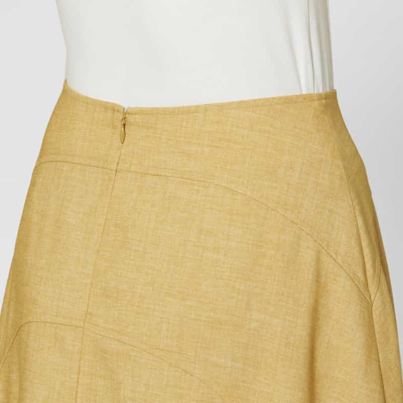 BARNEYS NEW YORK ウールライク ラウンド切替フレアスカート YELLOW