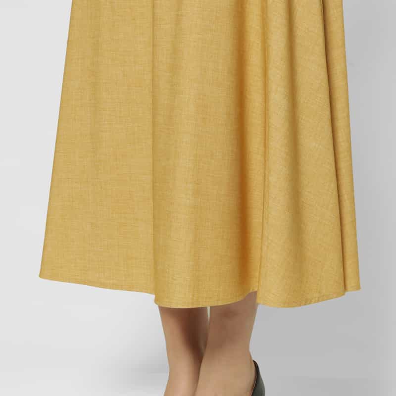 BARNEYS NEW YORK ウールライク ラウンド切替フレアスカート YELLOW