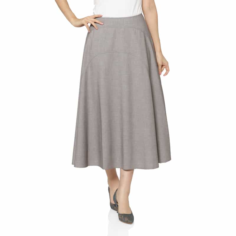 BARNEYS NEW YORK ウールライク ラウンド切替フレアスカート GRAY