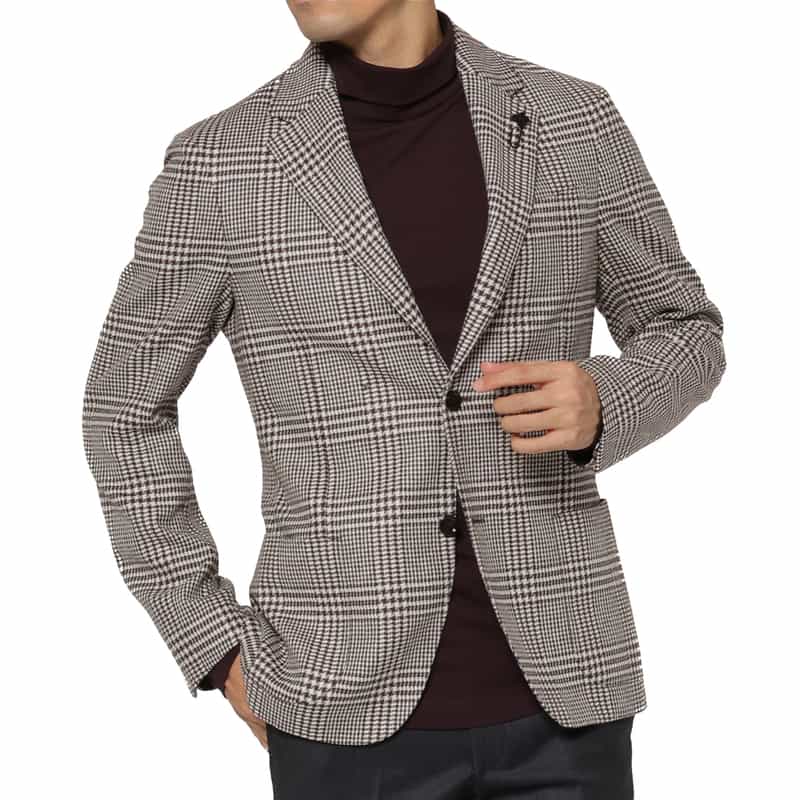 LARDINI LARDINI＜ラルディーニ＞ グレンチェック柄テーラードジャケット WINE