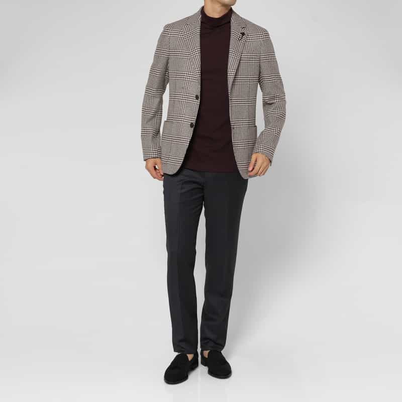 LARDINI LARDINI＜ラルディーニ＞ グレンチェック柄テーラードジャケット WINE