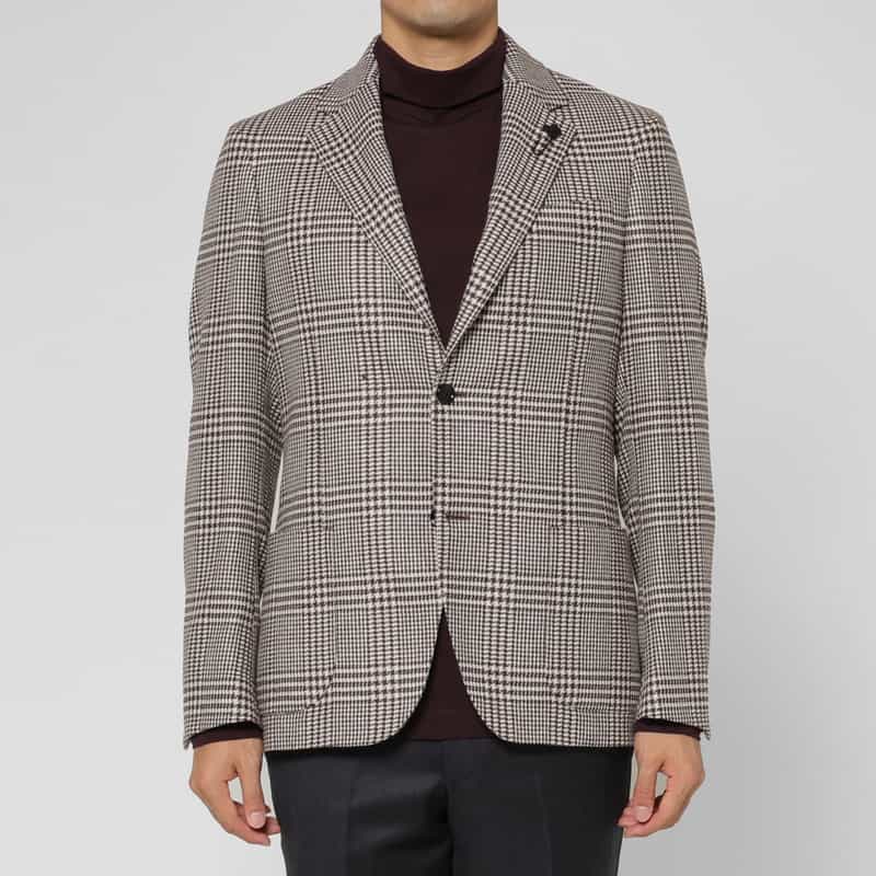 LARDINI LARDINI＜ラルディーニ＞ グレンチェック柄テーラードジャケット WINE