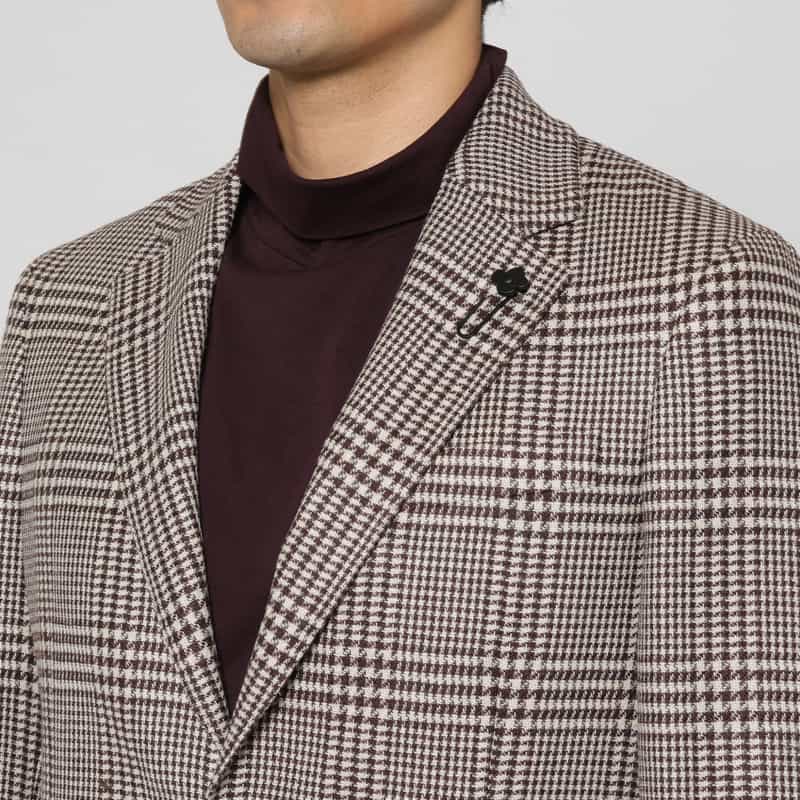 LARDINI LARDINI＜ラルディーニ＞ グレンチェック柄テーラードジャケット WINE
