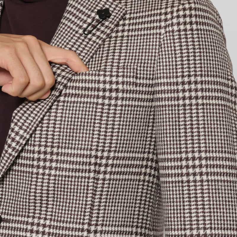 LARDINI LARDINI＜ラルディーニ＞ グレンチェック柄テーラードジャケット WINE
