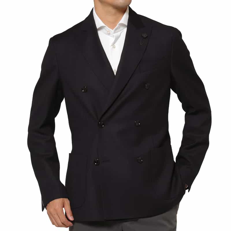 LARDINI＜ラルディーニ＞ ヘリンボーン柄ダブルブレストジャケット