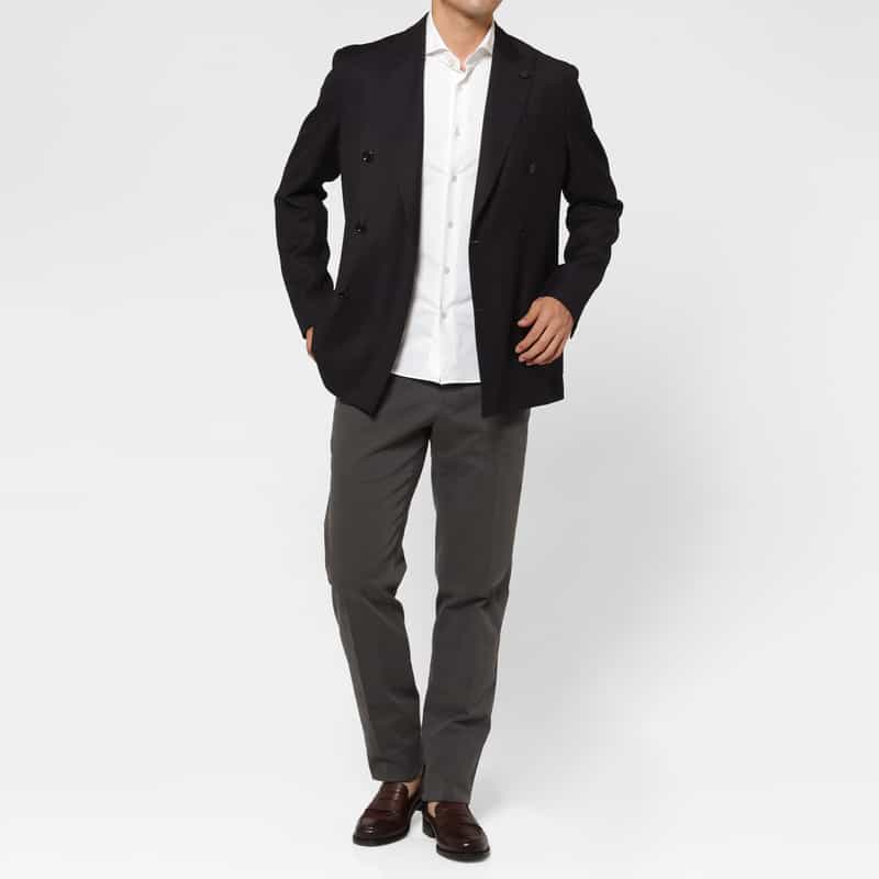 LARDINI LARDINI＜ラルディーニ＞ ヘリンボーン柄ダブルブレストジャケット NAVY