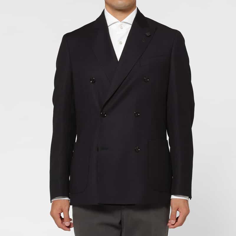 LARDINI LARDINI＜ラルディーニ＞ ヘリンボーン柄ダブルブレストジャケット NAVY