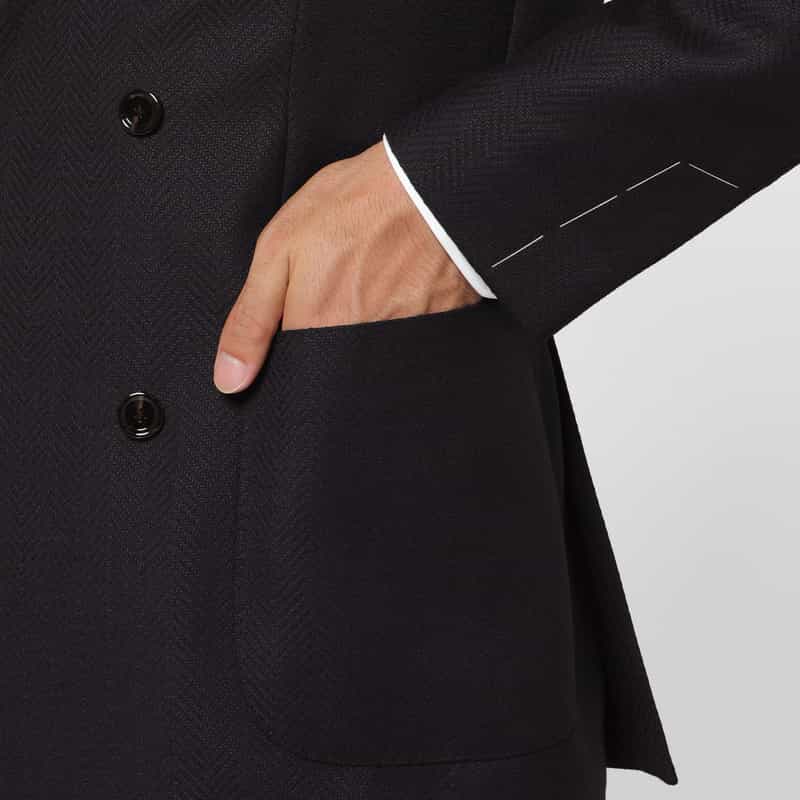 LARDINI LARDINI＜ラルディーニ＞ ヘリンボーン柄ダブルブレストジャケット NAVY