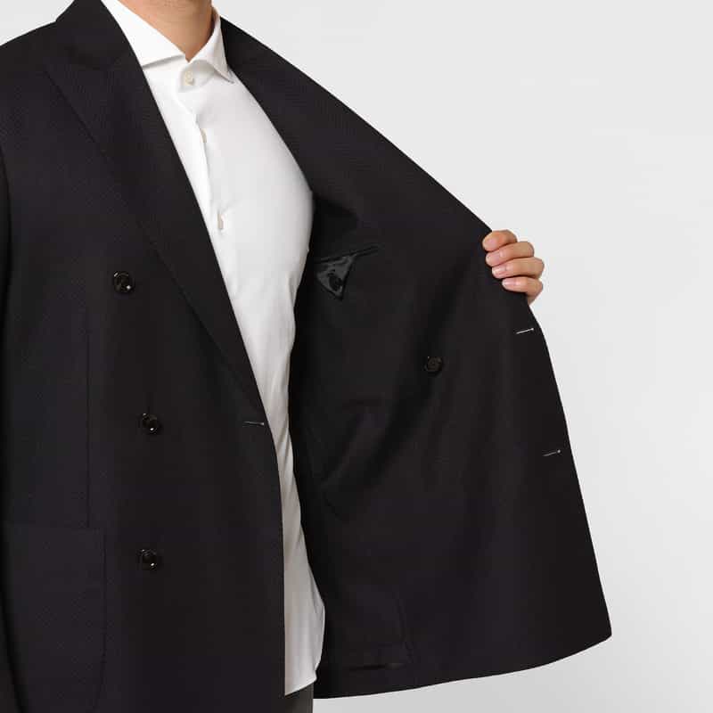 LARDINI LARDINI＜ラルディーニ＞ ヘリンボーン柄ダブルブレストジャケット NAVY