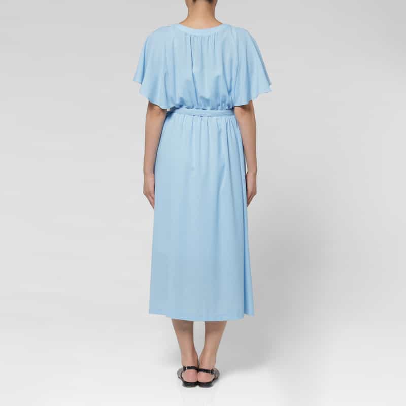BARNEYS NEW YORK ドレープスリーブ ベルテッドドレス（インナードレス付き） BLUE