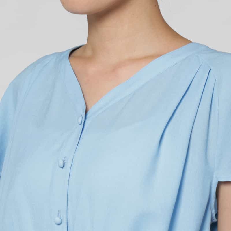 BARNEYS NEW YORK ドレープスリーブ ベルテッドドレス（インナードレス付き） BLUE