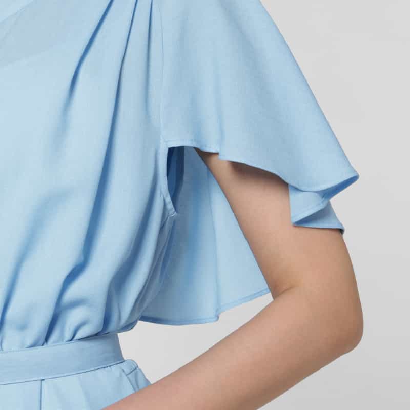 BARNEYS NEW YORK ドレープスリーブ ベルテッドドレス（インナードレス付き） BLUE