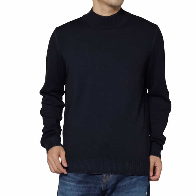 FILIPPO DE LAURENTIIS FILIPPO DE LAURENTIIS＜フィリップ デ ローレンティス＞ ウール素材モックネックニットプルオーバー NAVY
