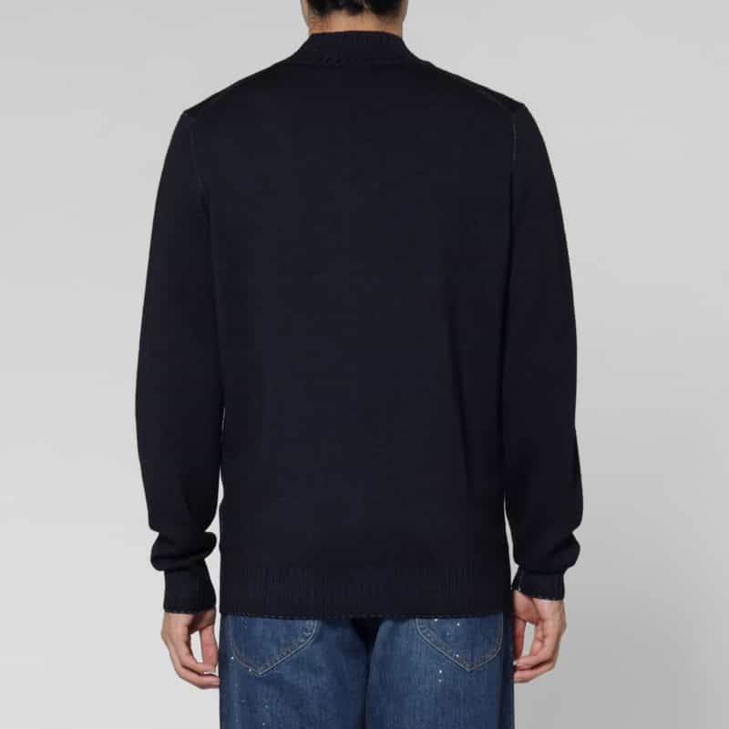 FILIPPO DE LAURENTIIS FILIPPO DE LAURENTIIS＜フィリップ デ ローレンティス＞ ウール素材モックネックニットプルオーバー NAVY