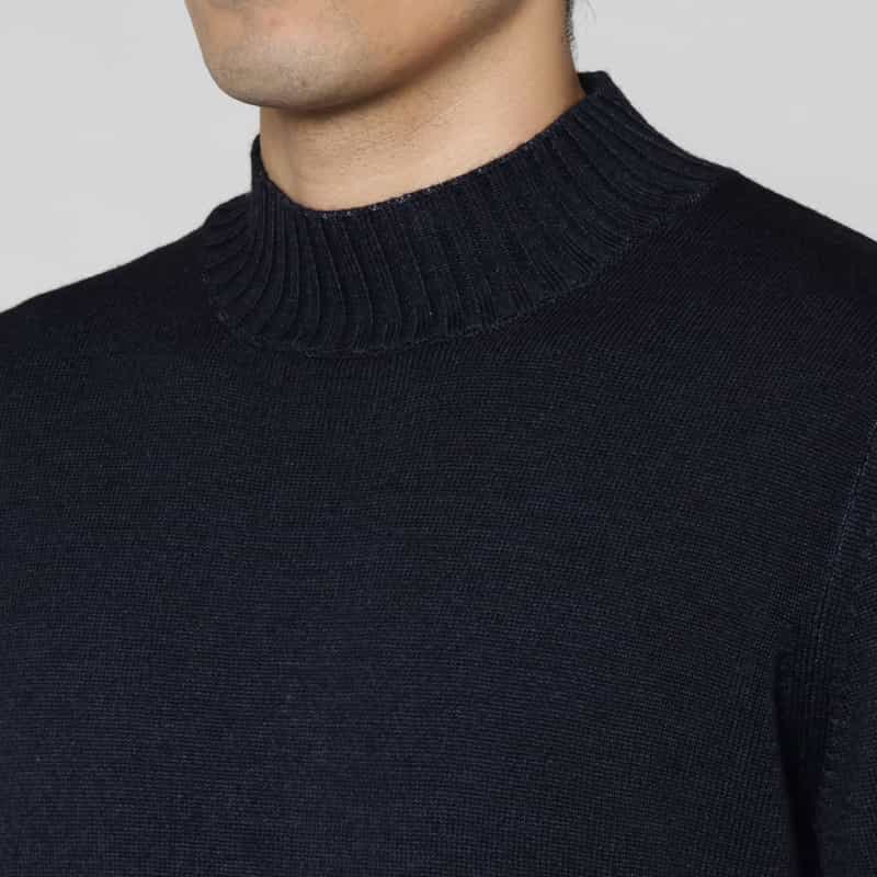 FILIPPO DE LAURENTIIS FILIPPO DE LAURENTIIS＜フィリップ デ ローレンティス＞ ウール素材モックネックニットプルオーバー NAVY