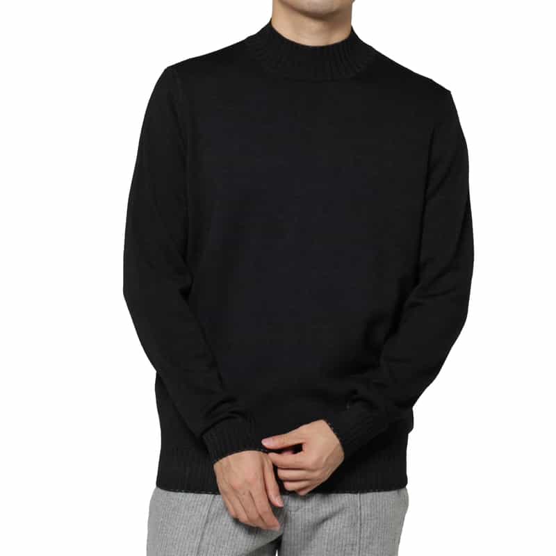 FILIPPO DE LAURENTIIS FILIPPO DE LAURENTIIS＜フィリップ デ ローレンティス＞ ウール素材モックネックニットプルオーバー BLACK