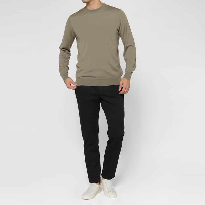 FILIPPO DE LAURENTIIS FILIPPO DE LAURENTIIS＜フィリップ デ ローレンティス＞ クルーネックニットプルオーバー BEIGE