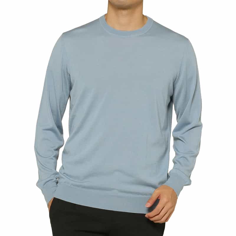FILIPPO DE LAURENTIIS FILIPPO DE LAURENTIIS＜フィリップ デ ローレンティス＞ クルーネックニットプルオーバー LT BLUE