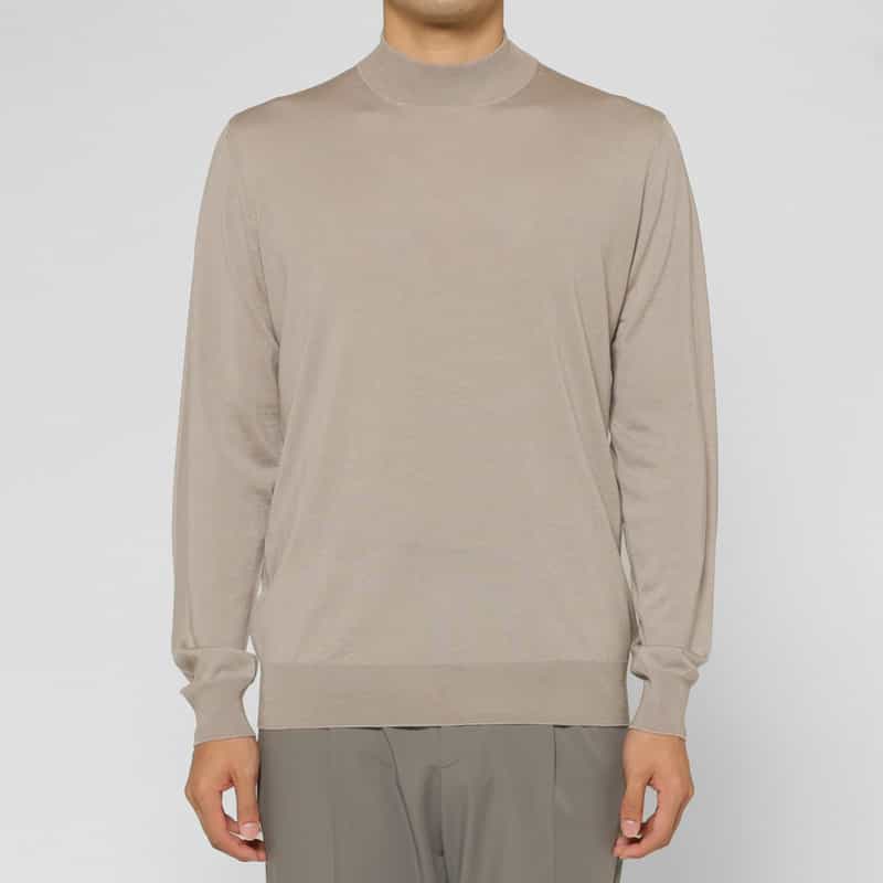 FILIPPO DE LAURENTIIS FILIPPO DE LAURENTIIS＜フィリップ デ ローレンティス＞ モックネックニットプルオーバー BEIGE