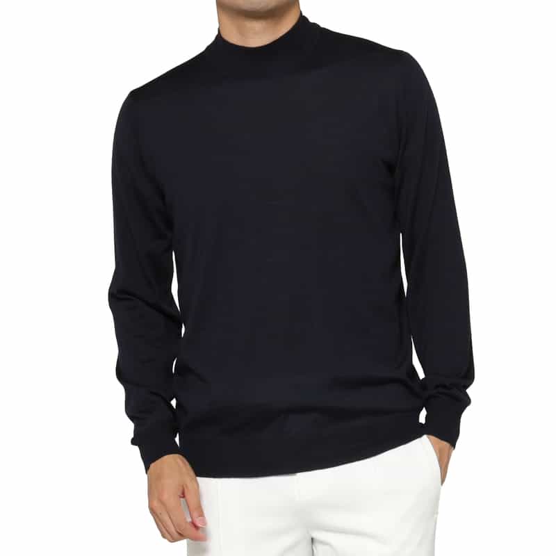 FILIPPO DE LAURENTIIS FILIPPO DE LAURENTIIS＜フィリップ デ ローレンティス＞ モックネックニットプルオーバー NAVY