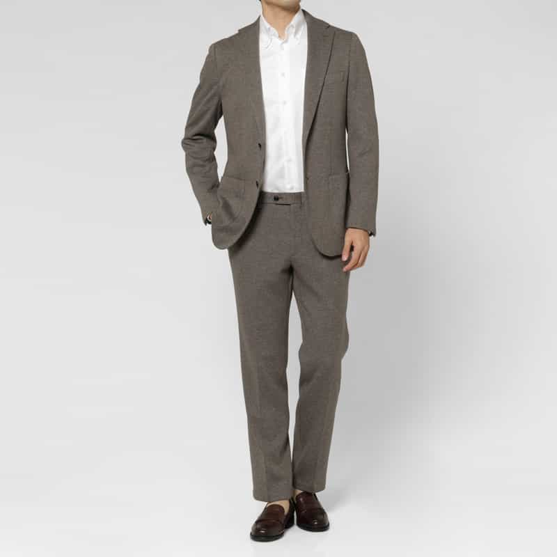 BARNEYS NEW YORK セットアップ ムーリネツイル素材シングルジャケット BROWN