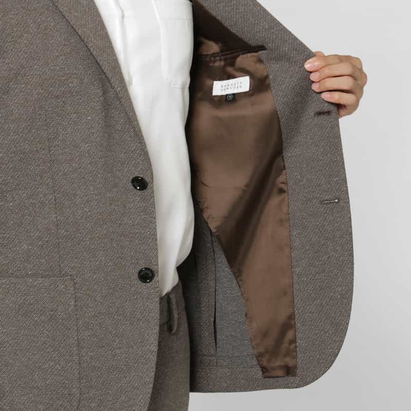 BARNEYS NEW YORK セットアップ ムーリネツイル素材シングルジャケット BROWN