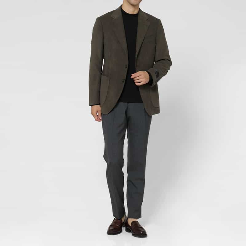 BARNEYS NEW YORK バーズアイ柄シングルジャケット KHAKI