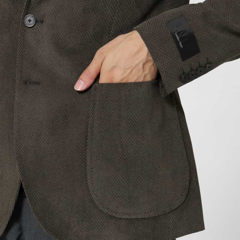 BARNEYS NEW YORK バーズアイ柄シングルジャケット KHAKI