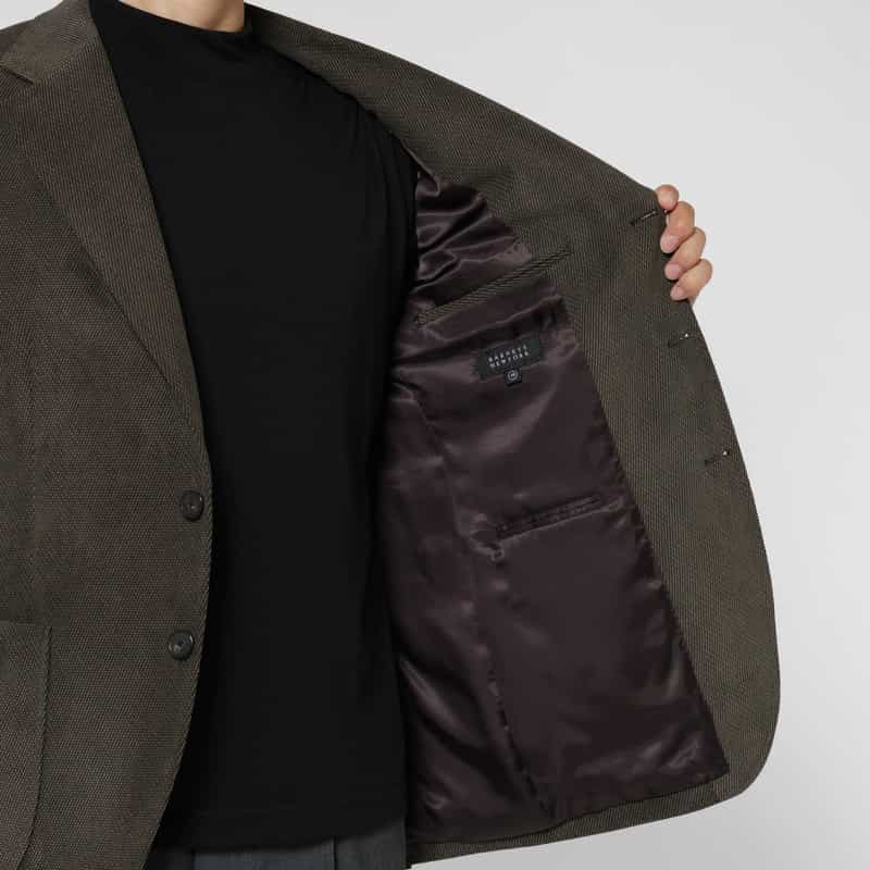 BARNEYS NEW YORK バーズアイ柄シングルジャケット KHAKI