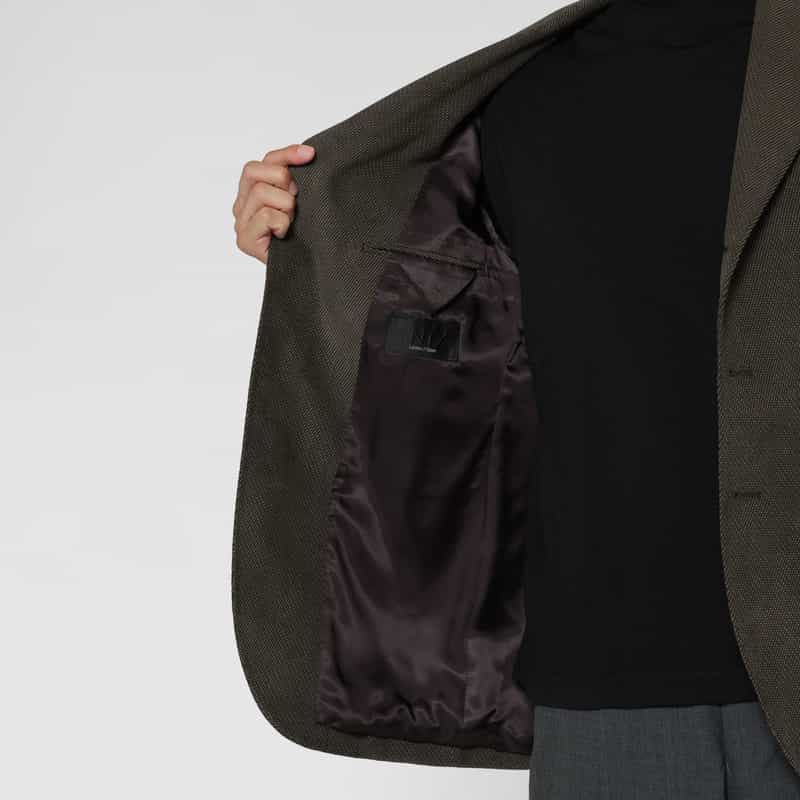 BARNEYS NEW YORK バーズアイ柄シングルジャケット KHAKI