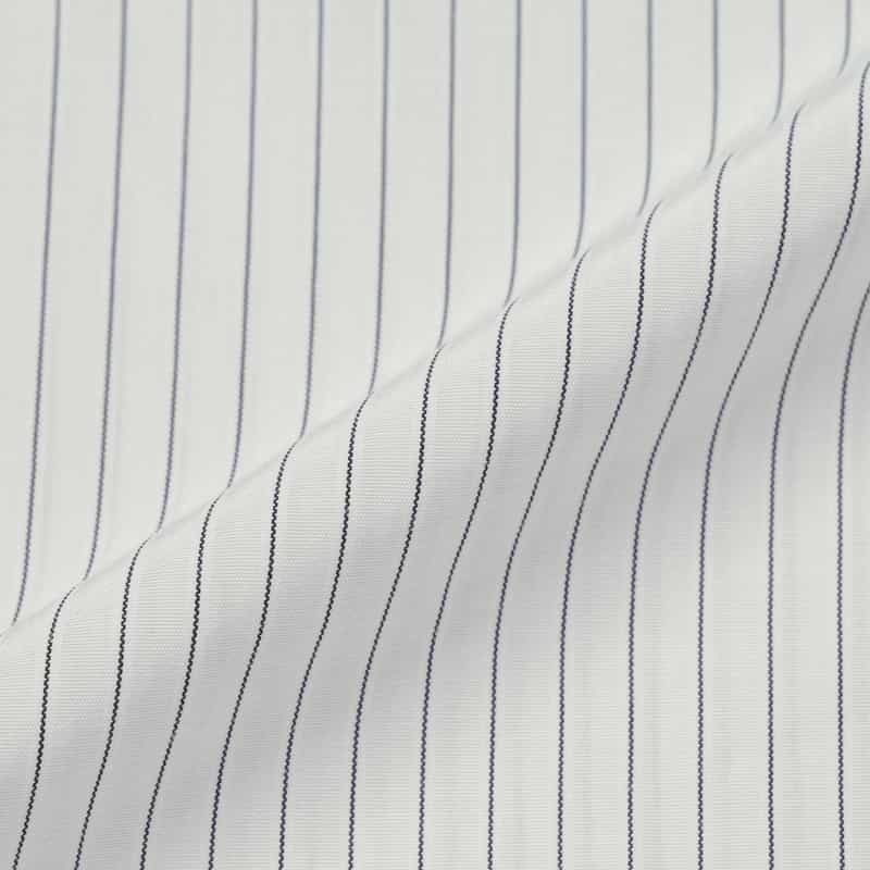 BARNEYS NEW YORK ウォッシャブル ストライプ柄ギャザースリーブ ハイネックブラウス WHITE