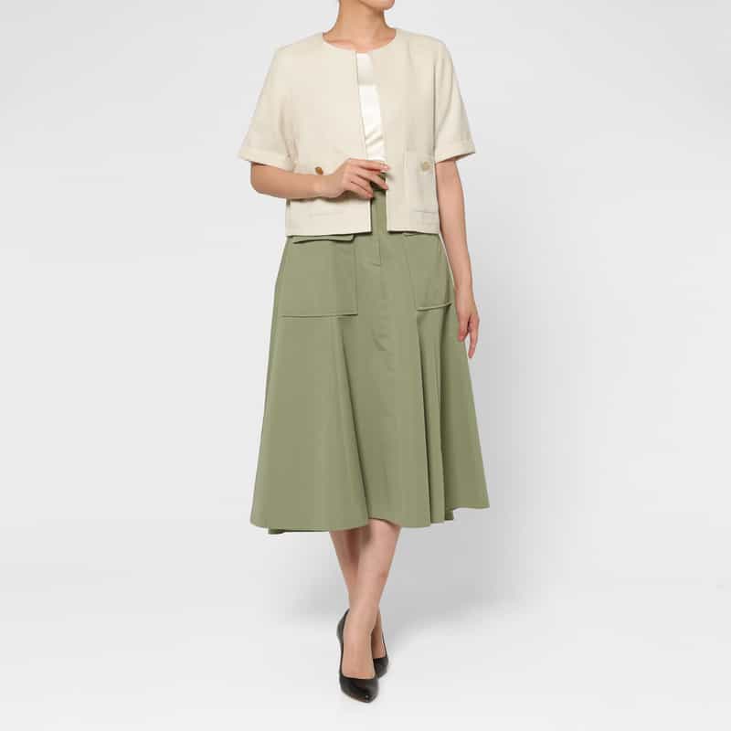 BARNEYS NEW YORK ウォッシャブル ツイード素材半袖ジャケット IVORY