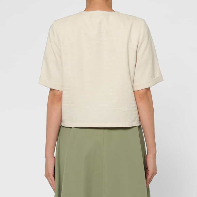 BARNEYS NEW YORK ウォッシャブル ツイード素材半袖ジャケット IVORY