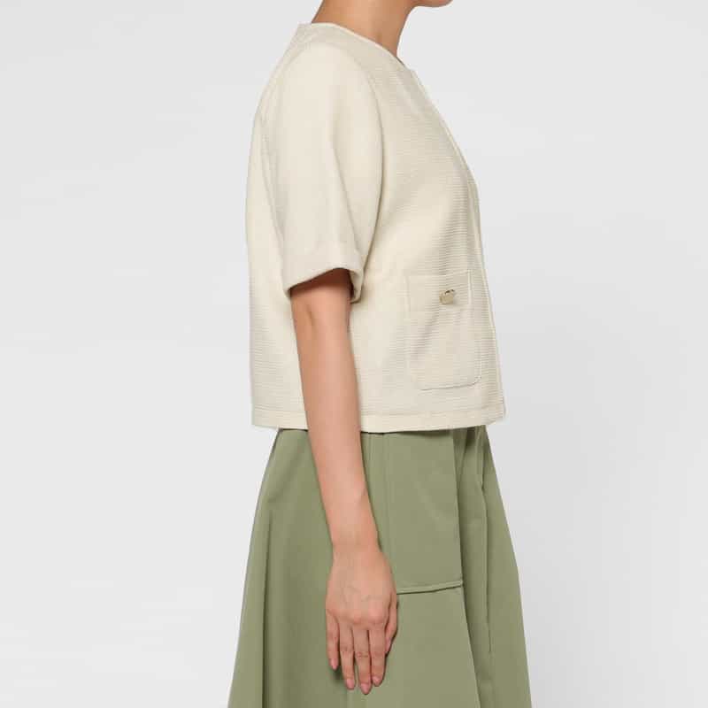 BARNEYS NEW YORK ウォッシャブル ツイード素材半袖ジャケット IVORY