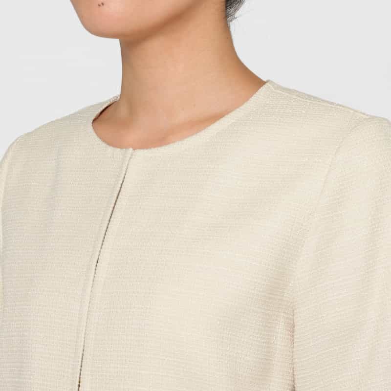 BARNEYS NEW YORK ウォッシャブル ツイード素材半袖ジャケット IVORY