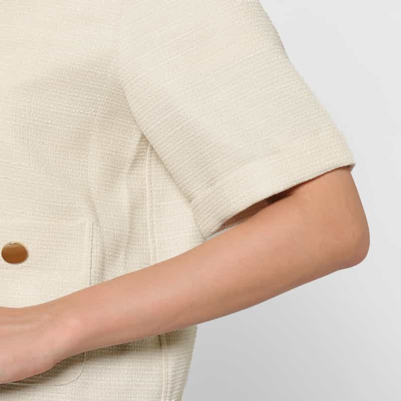 BARNEYS NEW YORK ウォッシャブル ツイード素材半袖ジャケット IVORY
