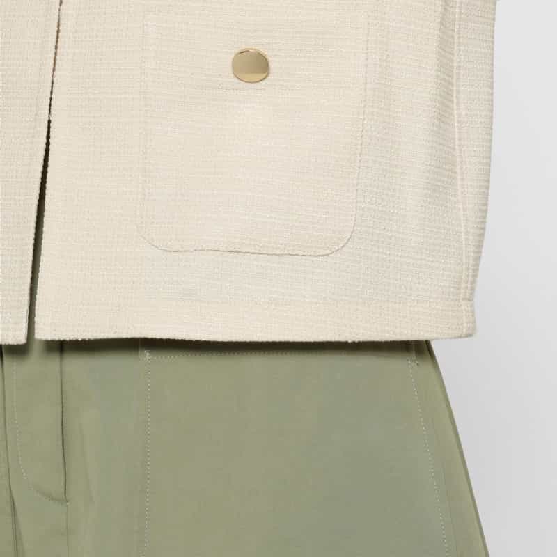 BARNEYS NEW YORK ウォッシャブル ツイード素材半袖ジャケット IVORY