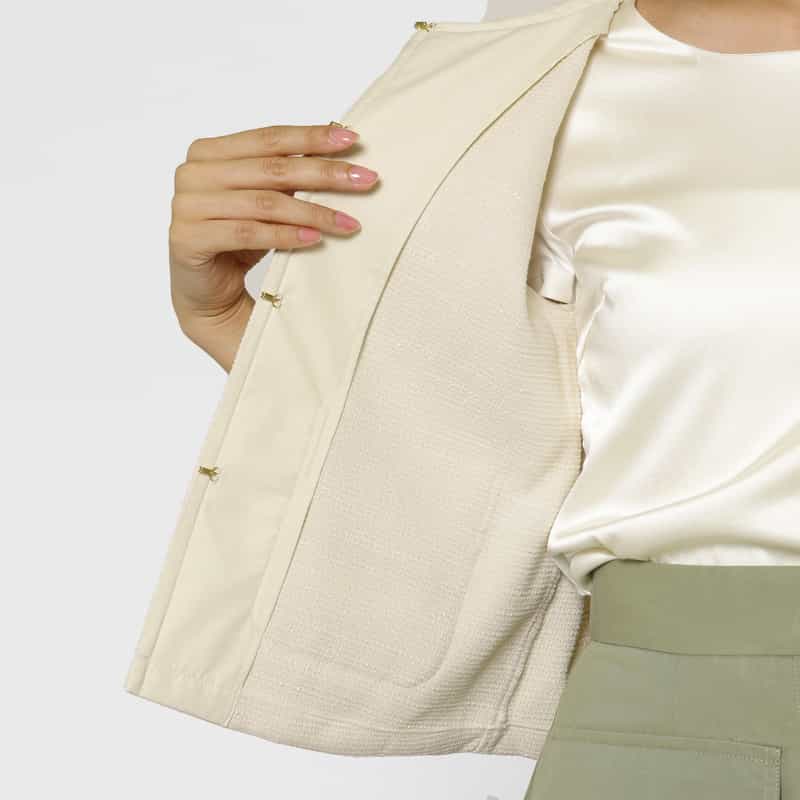 BARNEYS NEW YORK ウォッシャブル ツイード素材半袖ジャケット IVORY