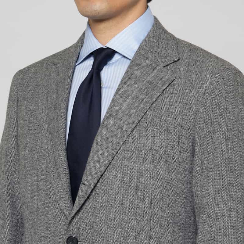 BARNEYS NEW YORK セットアップ ヘリンボーンシングルジャケット GRAY