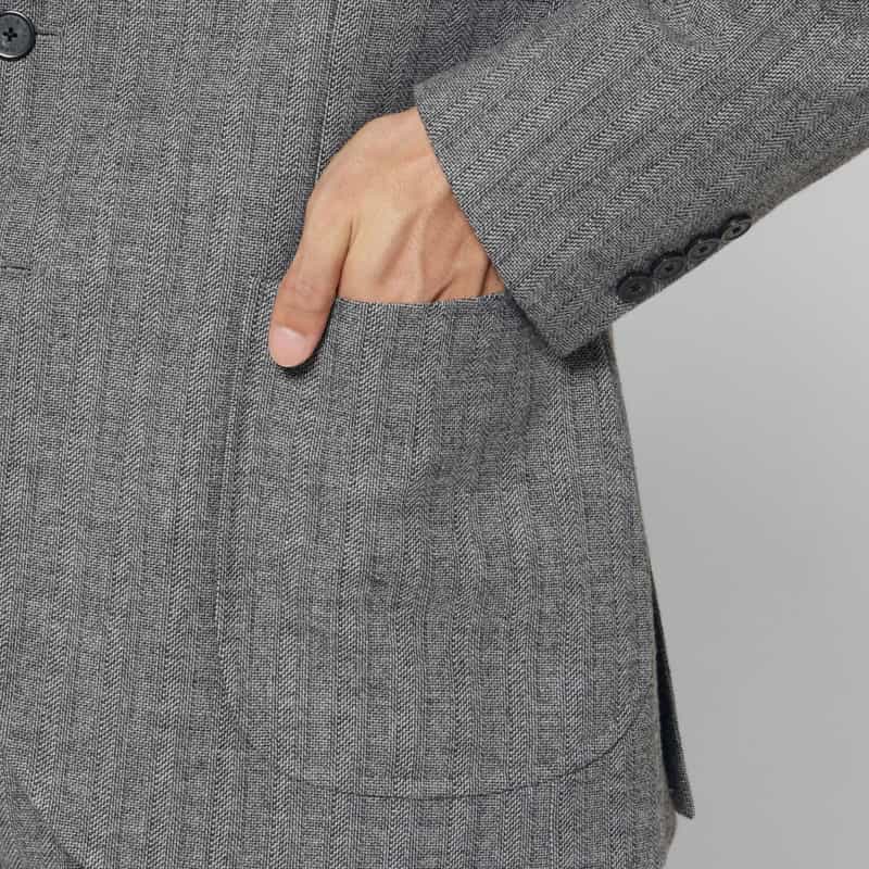 BARNEYS NEW YORK セットアップ ヘリンボーンシングルジャケット GRAY