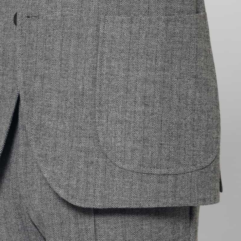BARNEYS NEW YORK セットアップ ヘリンボーンシングルジャケット GRAY