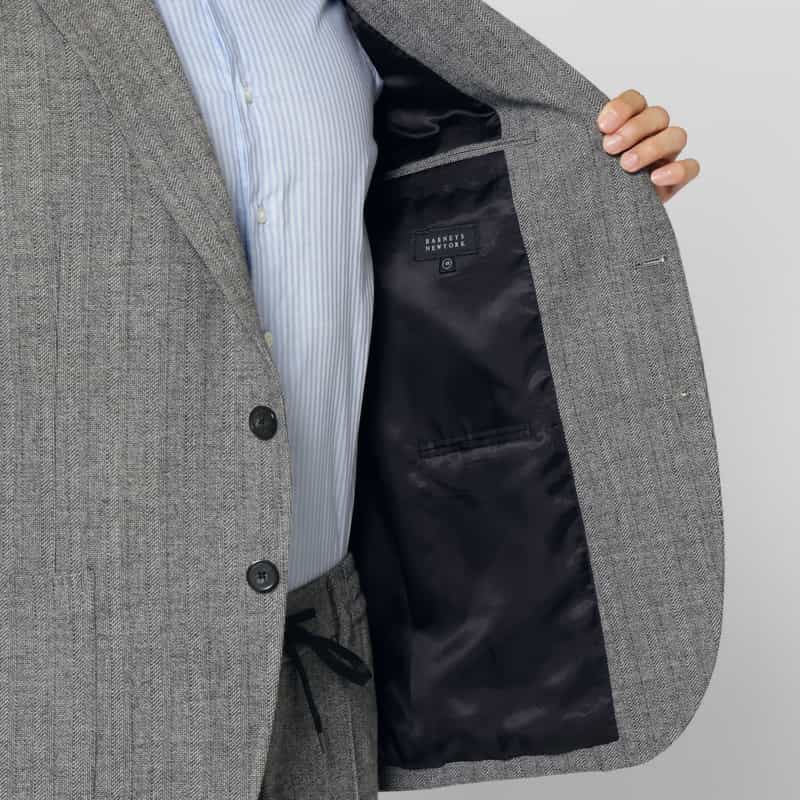 BARNEYS NEW YORK セットアップ ヘリンボーンシングルジャケット GRAY